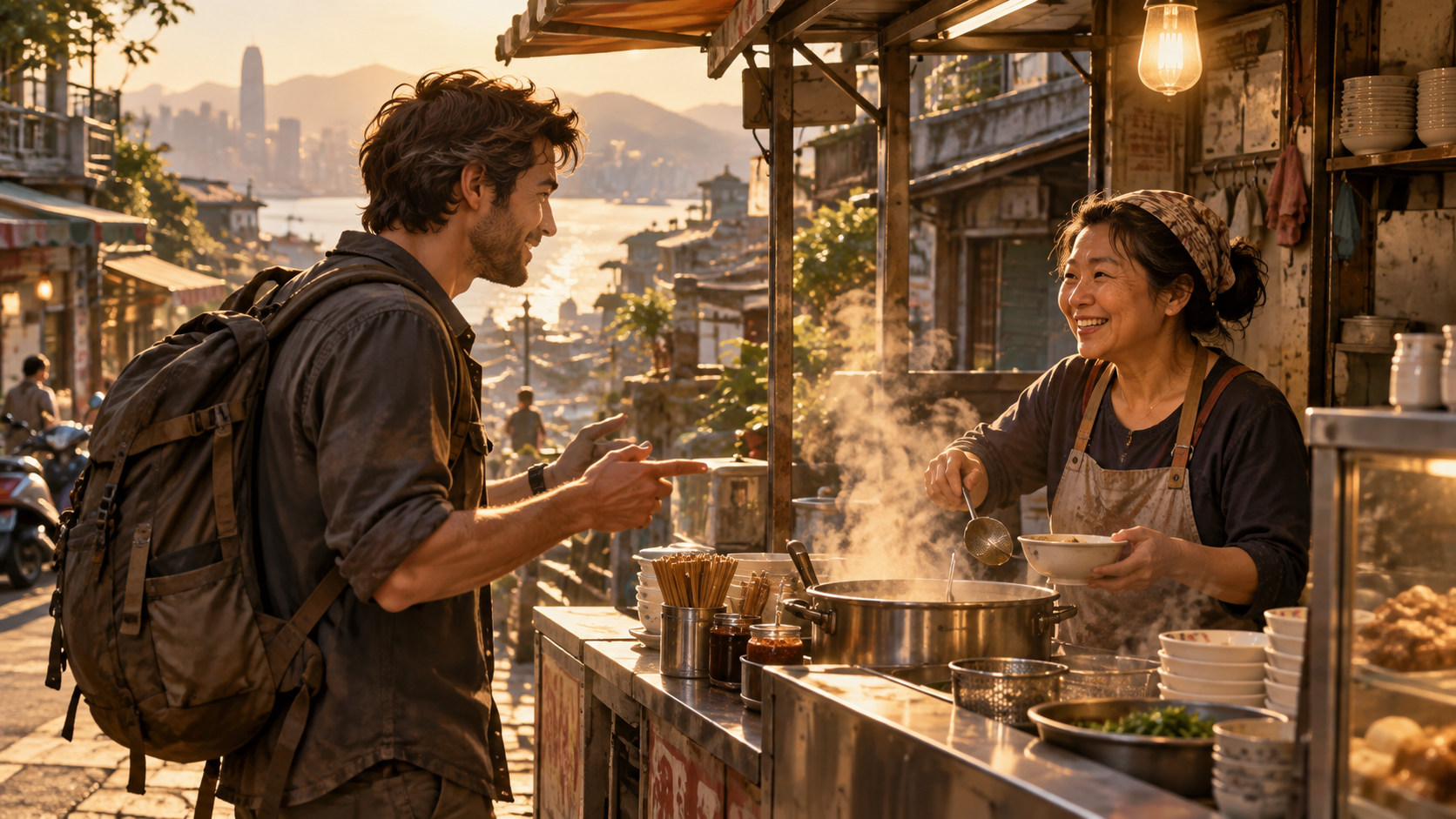 Food stall conversation concept art